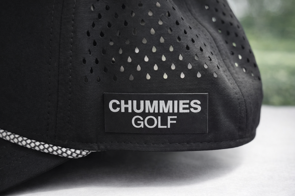 Chummies Golf “Nutted It” Performance Rope Hat – Black Snapback